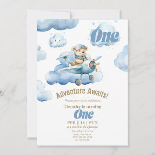 Convites Aventura de um ano de Teddy nos céus