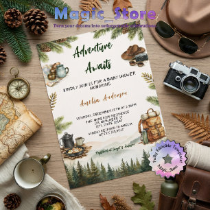 Convites Aventura Espera Churrasco de Bebê na Montanha