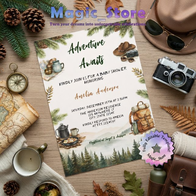 Convites Aventura Espera Churrasco de Bebê na Montanha (Criador carregado)