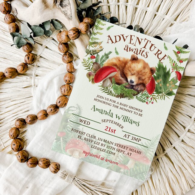 Convites Aventura Espera Chuvinha de Bebê Urso (Criador carregado)
