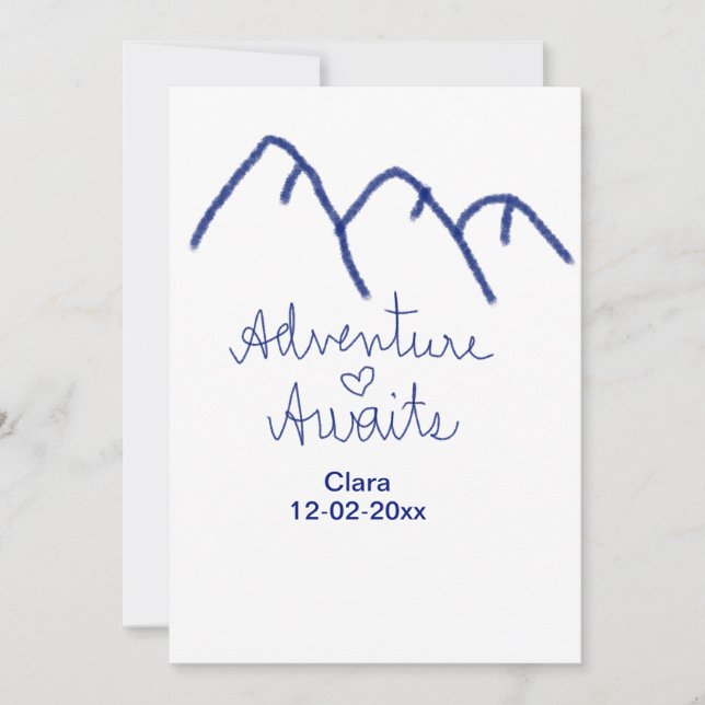 Convites Aventura espera coração da montanha azul adicionar (Frente)