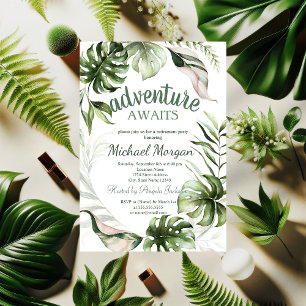 Convites Aventura Espera Folhas Tropicais Aposentadoria