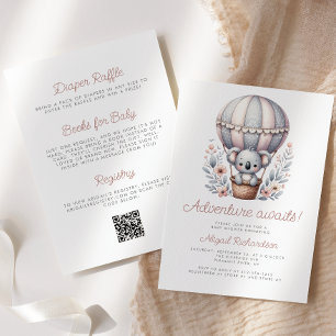 Convites Aventura Espera Urso Koala Código QR Chá de Bebê