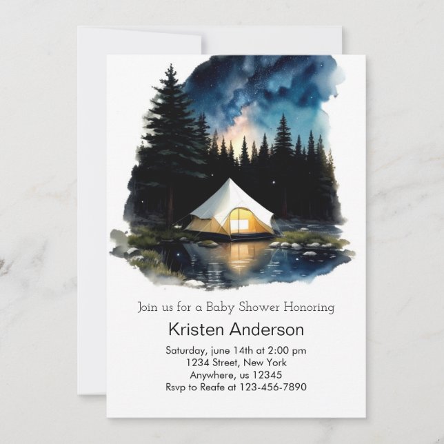 Convites Aventura Florestal Encantada Aguarda Chá de fralda (Frente)