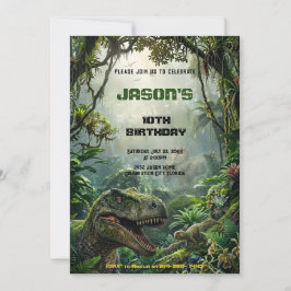 Convites Aventura no Mundo Pré-Histórico do T-Rex da Selva