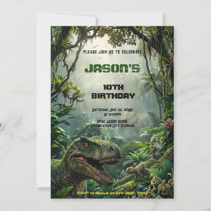 Convites Aventura no Mundo Pré-Histórico do T-Rex da Selva