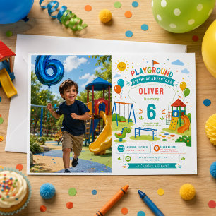 Convites Aventura no Parque de Diversões 6º Aniversário Fes