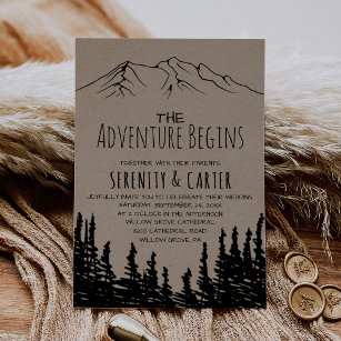 Convites Aventura Rustic Woodsy Mountain Começa Casamento