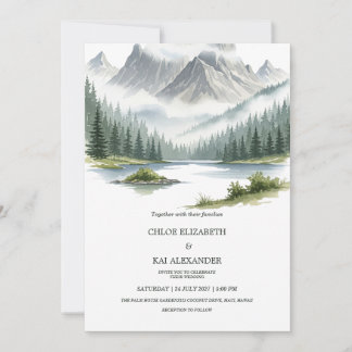 Convites Aventura Rústica Aguarda Casamento na Paisagem Mon
