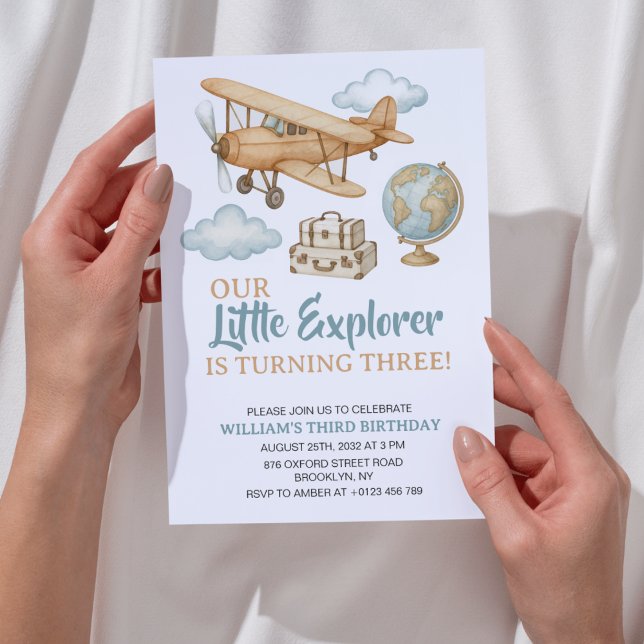 Convites Aventura Viagem Little Explorer Aniversário (Criador carregado)