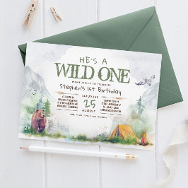 Convites Aventura Wild One Woodland Qualquer Festa de anive