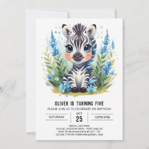 Convites Aventura Wildlife Online Zebra Boy Aniversário