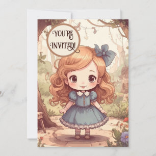 Convites Aventuras da Alice Fofa Arte da Floresta do País d
