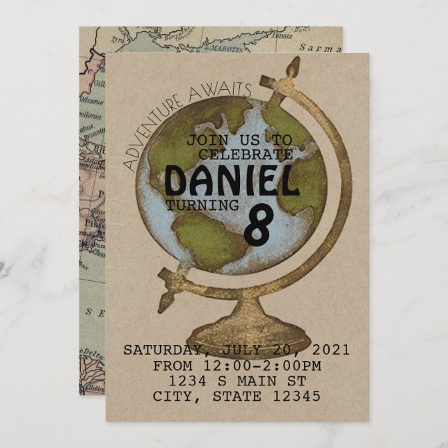 Convites Aventure Await AAAAniversário (Frente/Verso)