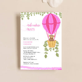 Convites aventureira aguarda chá de fraldas de ursinho de b