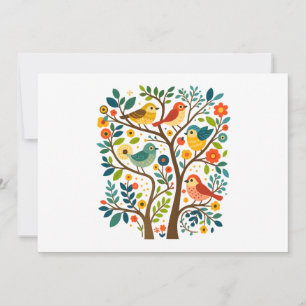 Convites Aves e Flores Arte Folclórica Escandinava