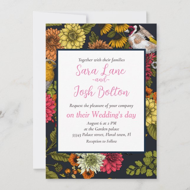 Convites Aves e flores do jardim 2 (Frente)