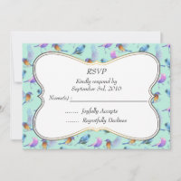 Aves Elegantes em Aquarela com Moldura RSVP Casame