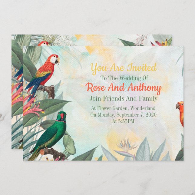 Convites Aves Exóticas (Frente/Verso)