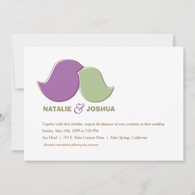 Convites Aves, Sage e Lavandas Modernas (Frente)