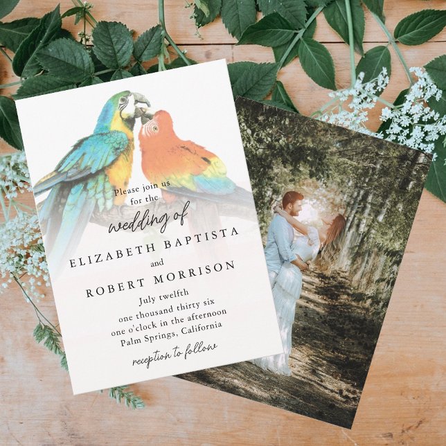 Convites Aves Tropicais Casamento Imísico Moderno Elegante (Tropical Birds Elegant Whimsical Modern Wedding Invitation)