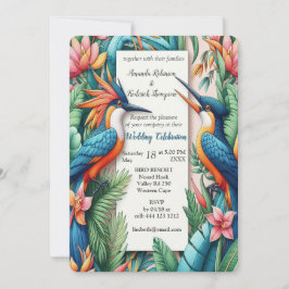 Convites Aves Tropicais Coloridas e Plantas Vibrantes, Lush