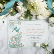 Aves Vintage Turquoise e Casamento tema damasco La