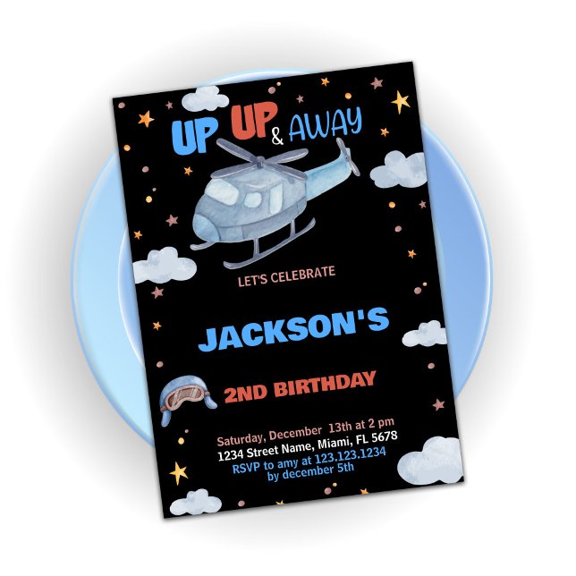 Convites Avião Invoca Cinza Negra Azul (Airplane Birthday Invitations Blue Gray Black)