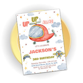 Convites Avião Invoca Voz de Aniversário Verde Laranja