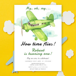 Convites Avião Meu Tempo Voa Viagem Primeiro Aniversário