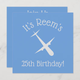 Convites Avião no Aniversário Personalizado Elegante Azul