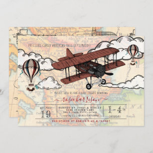 Convites Avião Vintage  Chá de fraldas Viagem