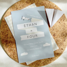 Convites Avião Vintage Com Aniversário de criança De Banner