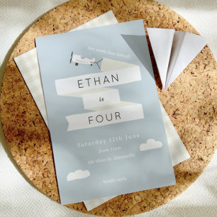 Convites Avião Vintage Com Aniversário de criança De Banner