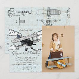 Convites Avião Vintage | Festa de aniversário viagem