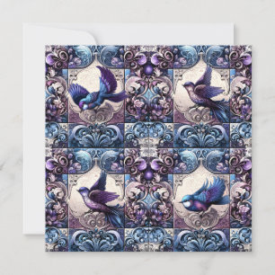 Convites Aviário Vitoriano: Um Jardim Azulejo Roxo