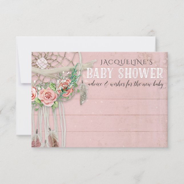 Convites Avisar Chá de fraldas de pena de caçador de sonhos (Frente)