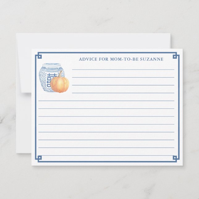 Convites Aviso De Abóbora De Chá de fraldas De Outono Para  (Frente)