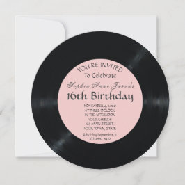 Convites Aviso de Aniversário do Registro de Vinilo Retro B