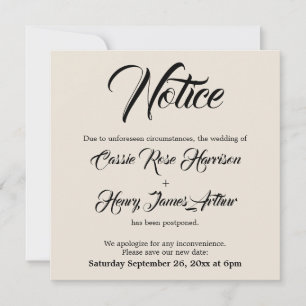Convites Aviso de casamento adiado