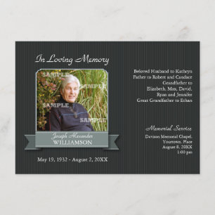 Convites Aviso de Memória de Banner Black Pinstripe