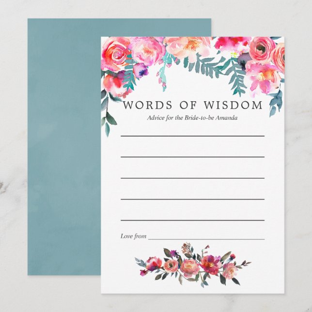 Convites Aviso Floral de Chá de panela de inverno para Noiv (Frente/Verso)