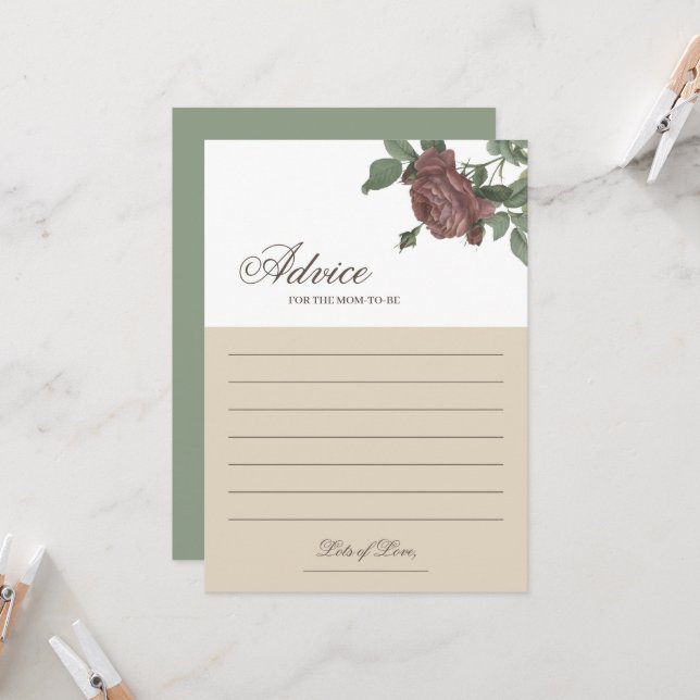 Convites Aviso para a mãe Burgundy Blush Floral Dourado Car (Frente/Verso In Situ)