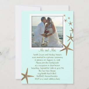 Convites Avisos de Casamento Blue Starfish Apenas Recepção