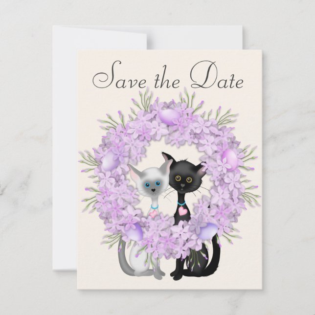 Convites Avisos de casamento Cute Cats Easter Save the Date (Frente)