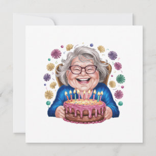 Convites Avó de Óculos Felizes Gráfico de Aniversário