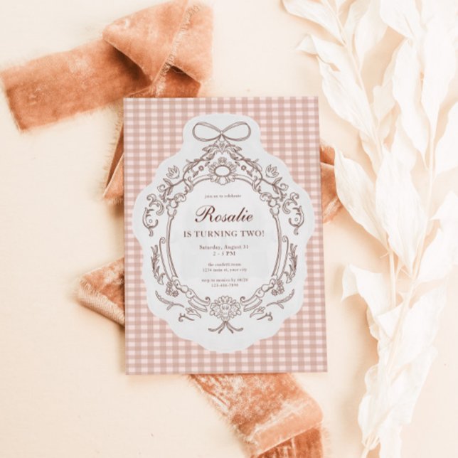 Convites Avô do milênio - Vintage Floral Aniversário (Preppy Vintage Floral Birthday Invite)