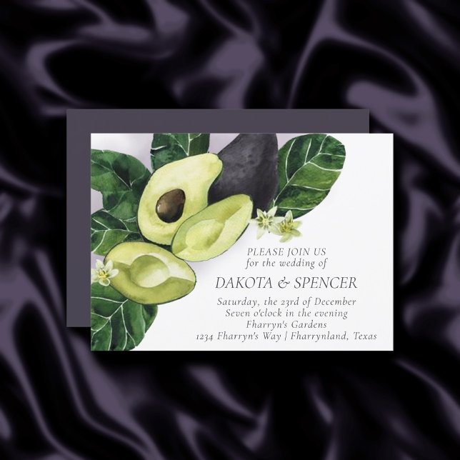 Convites Avocado Blossoms | Moody Green e EggPlant Purple (Criador carregado)