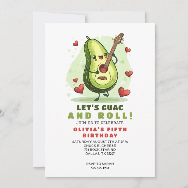 Convites Avocado Fofo Aniversário Personalizado (Frente)