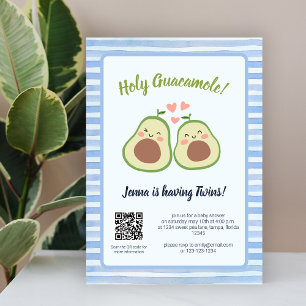 Convites Avocado Gênero Código QR Neutro Gêmeos Chá de fral